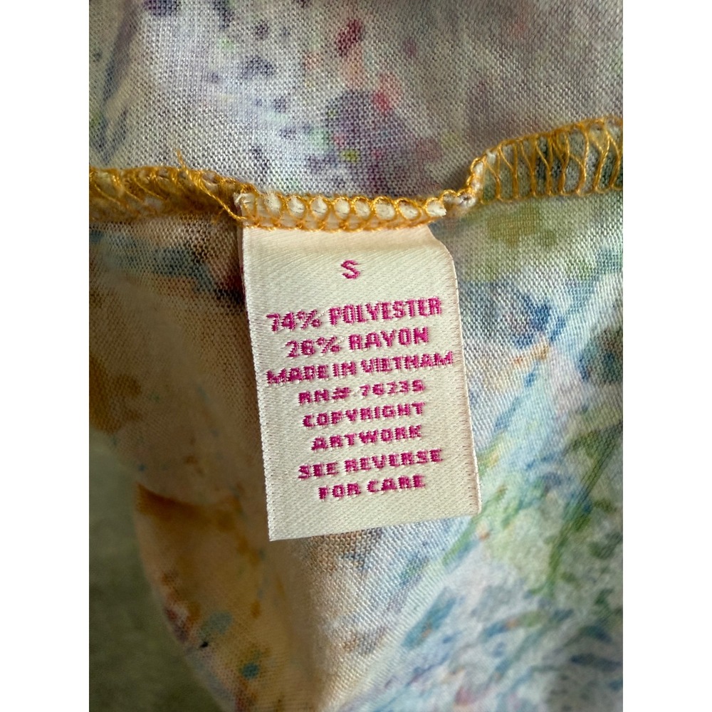 Leoma Lovegrove Tropical Palm Tree Artsy Henley Top Orange Pink Blue Small - Picture 4 of 9